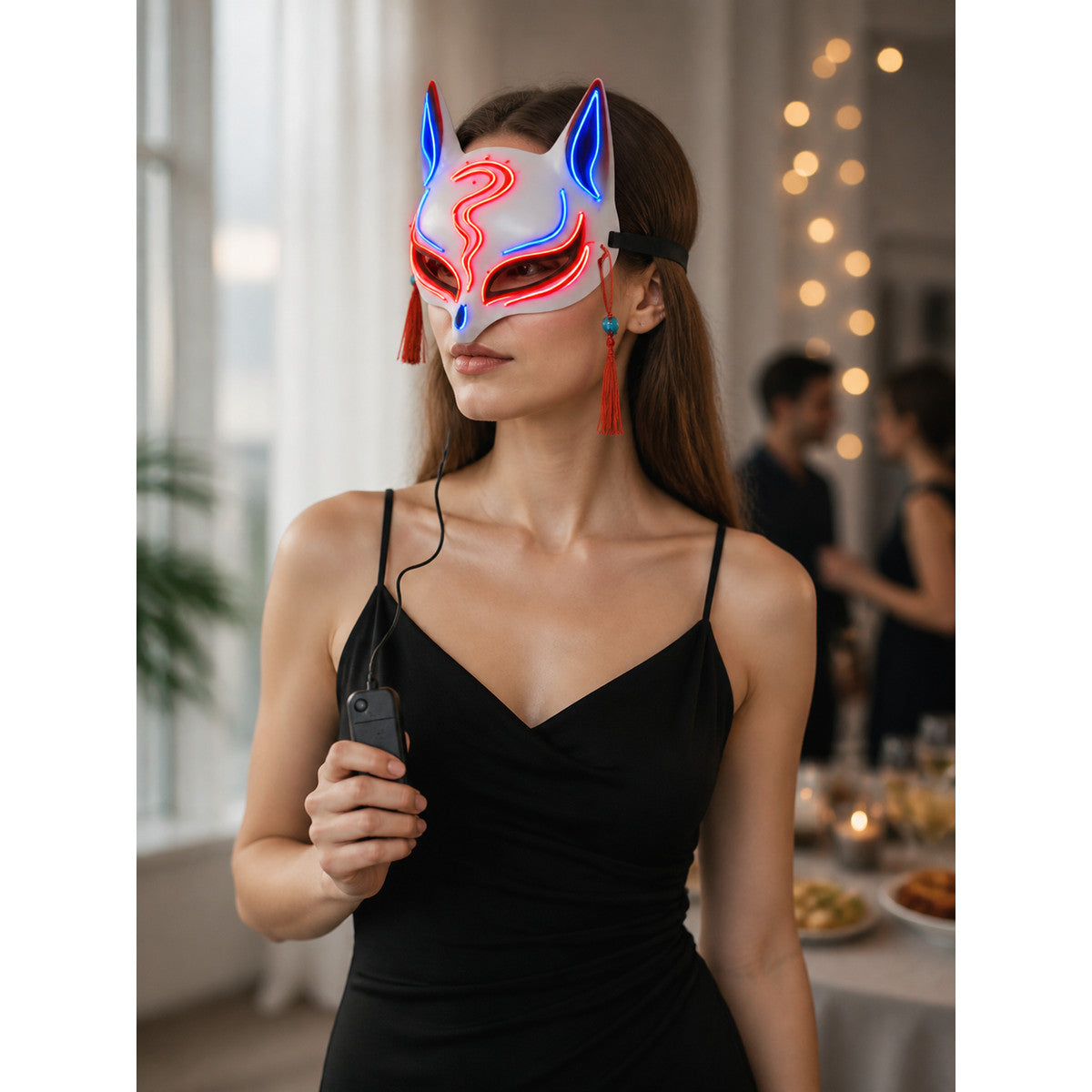 Carnival Headpiece, Glowing Fox Mask lifestyle view