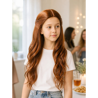 Long Wavy Brown Carnival Wig lifestyle view