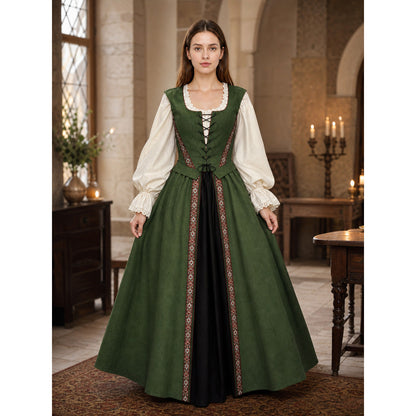 Renaissance-Style Dress with a Square Neckline