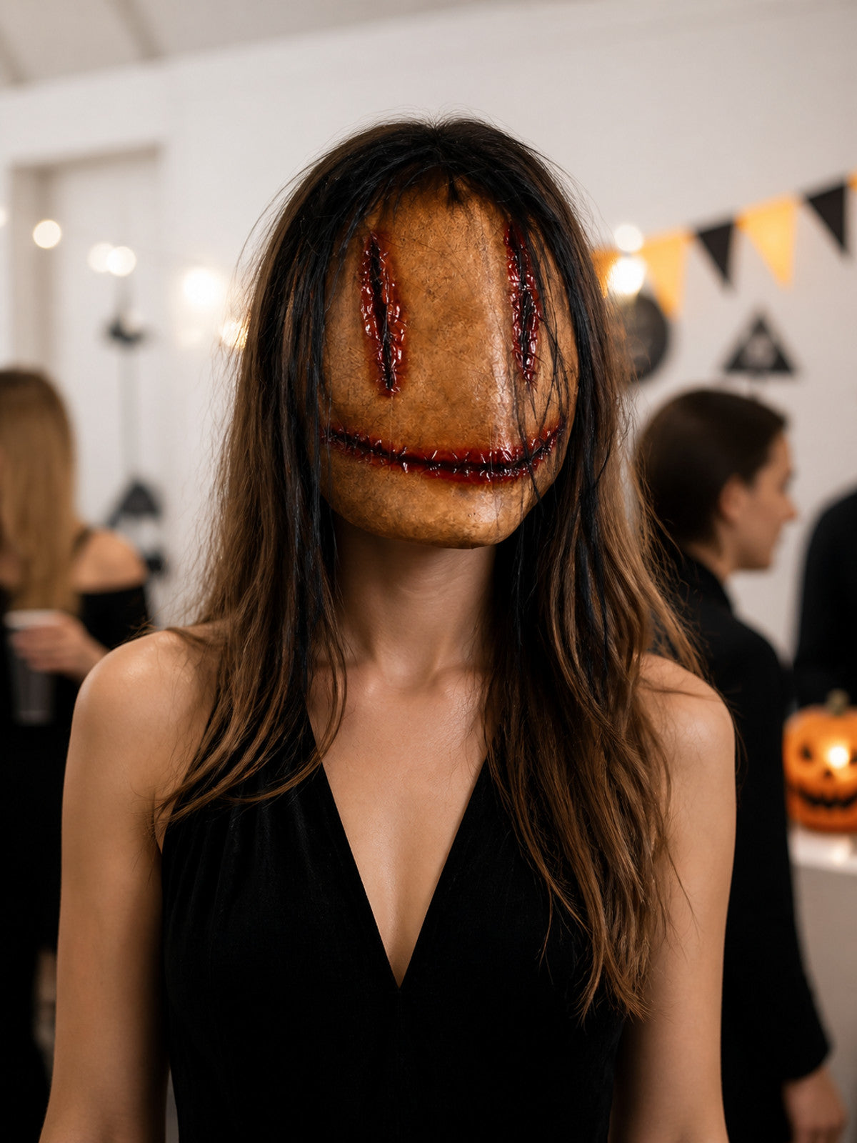 Halloween Carnival Mask with Stitches and Blood lifestyle view
