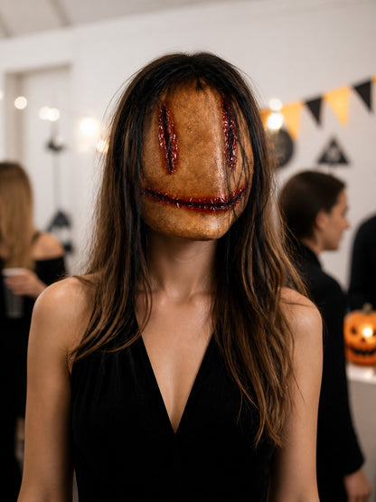 Halloween Carnival Mask with Stitches and Blood lifestyle view
