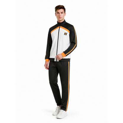 Black, White, and Orange Anime Zip-Up Tracksuit product detail