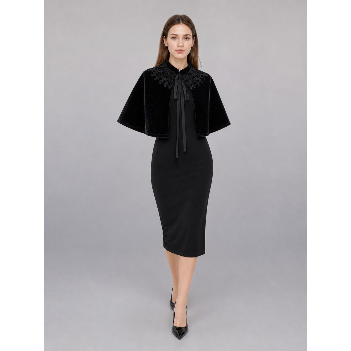 Black costume cape with collar and ties occasion guide