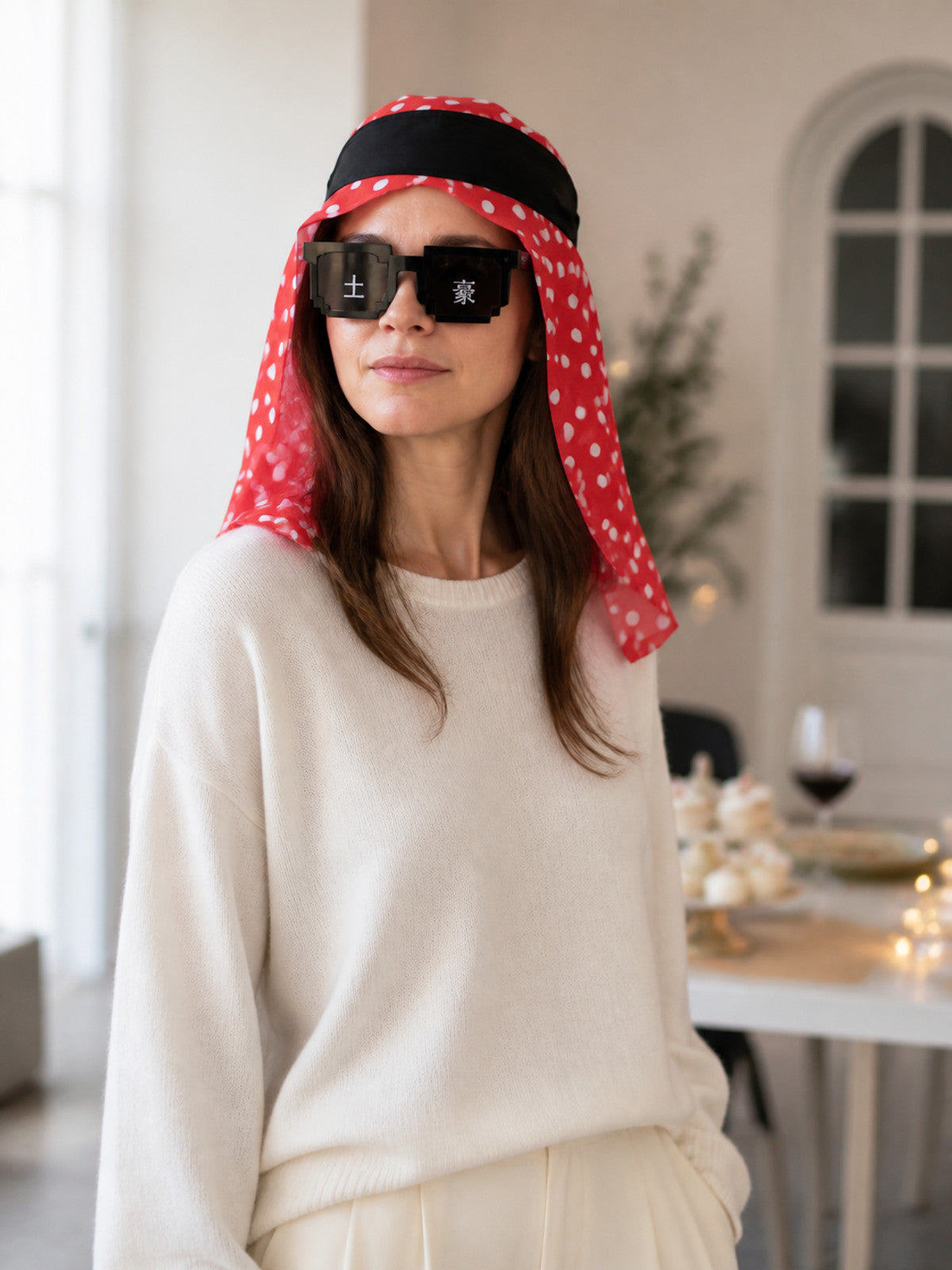 Red and White Polka Dot Carnival Headwear lifestyle view