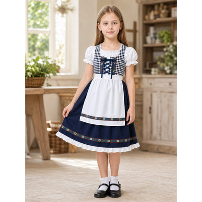 Plaid Bavarian Dress with Bonnet lifestyle view