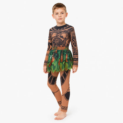 Maui Costume with Tattoo Design and Leaf Skirt Costumes detail