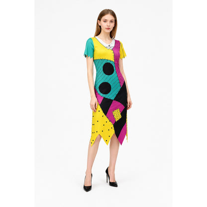 Midi Dress with Geometric Insert and Jagged Hem Costume Dresses detail