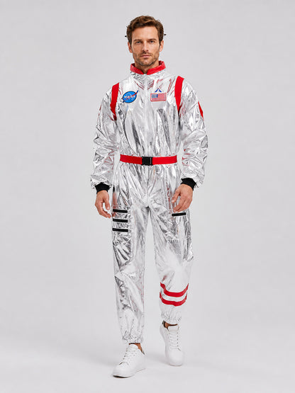 Astronaut Costume, Silver Jumpsuit with Patches Costumes detail