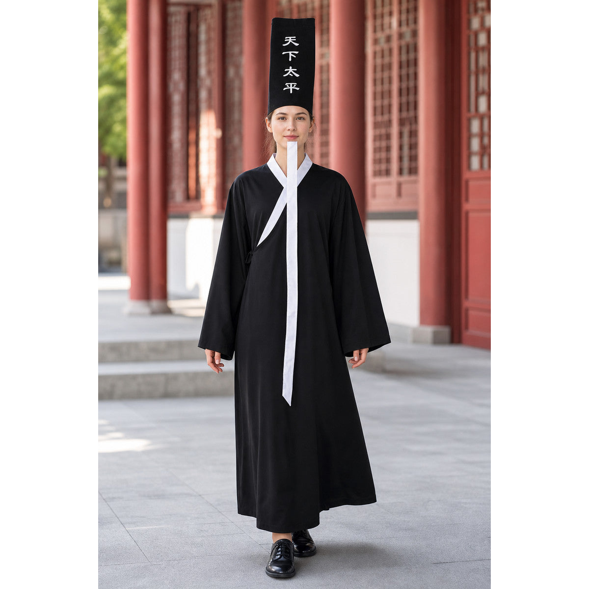 Chinese-Style Zombie Costume with Black Hat lifestyle view
