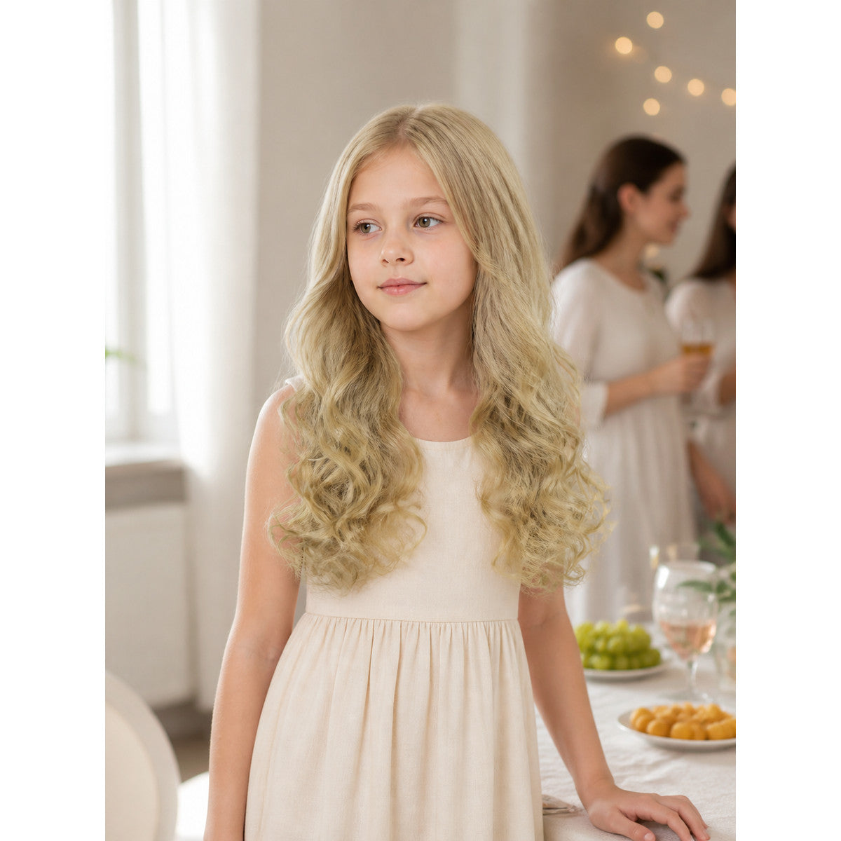 Light-Golden Carnival Wig for Halloween and Cosplay lifestyle view