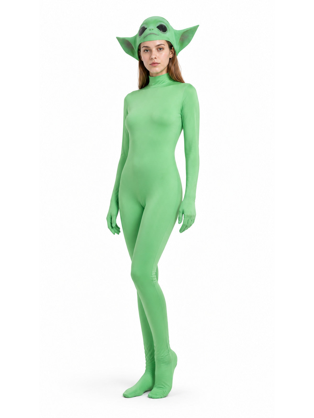 Green Alien Jumpsuit with Mask Costume Masks detail
