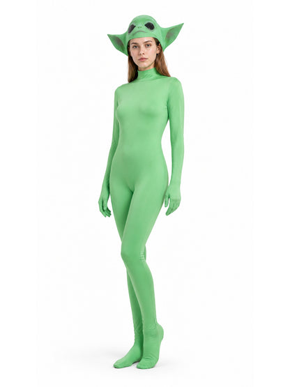 Green Alien Jumpsuit with Mask Costume Masks detail