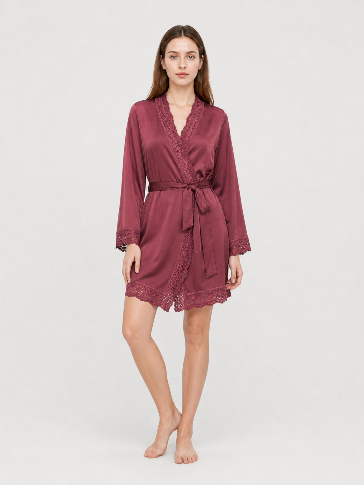Maxi Dress with a Deep V-Neckline and Lace Inserts