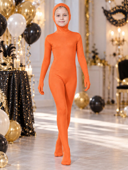 Orange Hooded One-Piece Jumpsuit Costume lifestyle view