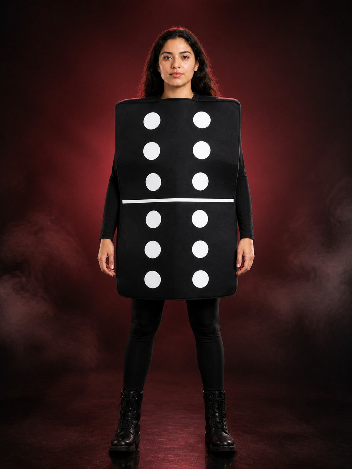 Adult Unisex Black And White Domino Costume, Oversized Sleeveless Halloween main product view