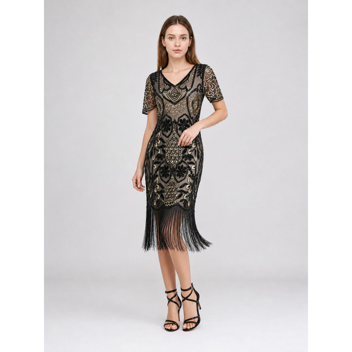 Art Deco Fringe and Sequin Cocktail Dress