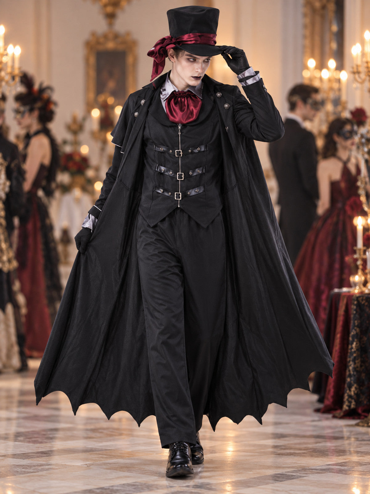 Vampire Costume: Cape, Vest, Pants, Top Hat