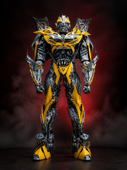Full-Body Mechanical Armor Bodysuit Costume, Silver Gray, Yellow and Black