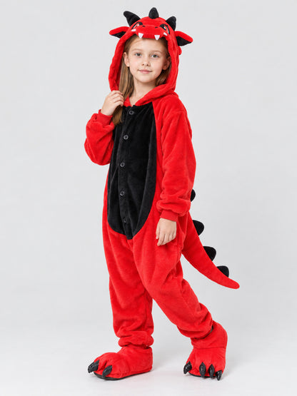Kids' Dragon Hooded Pajama Kigurumi