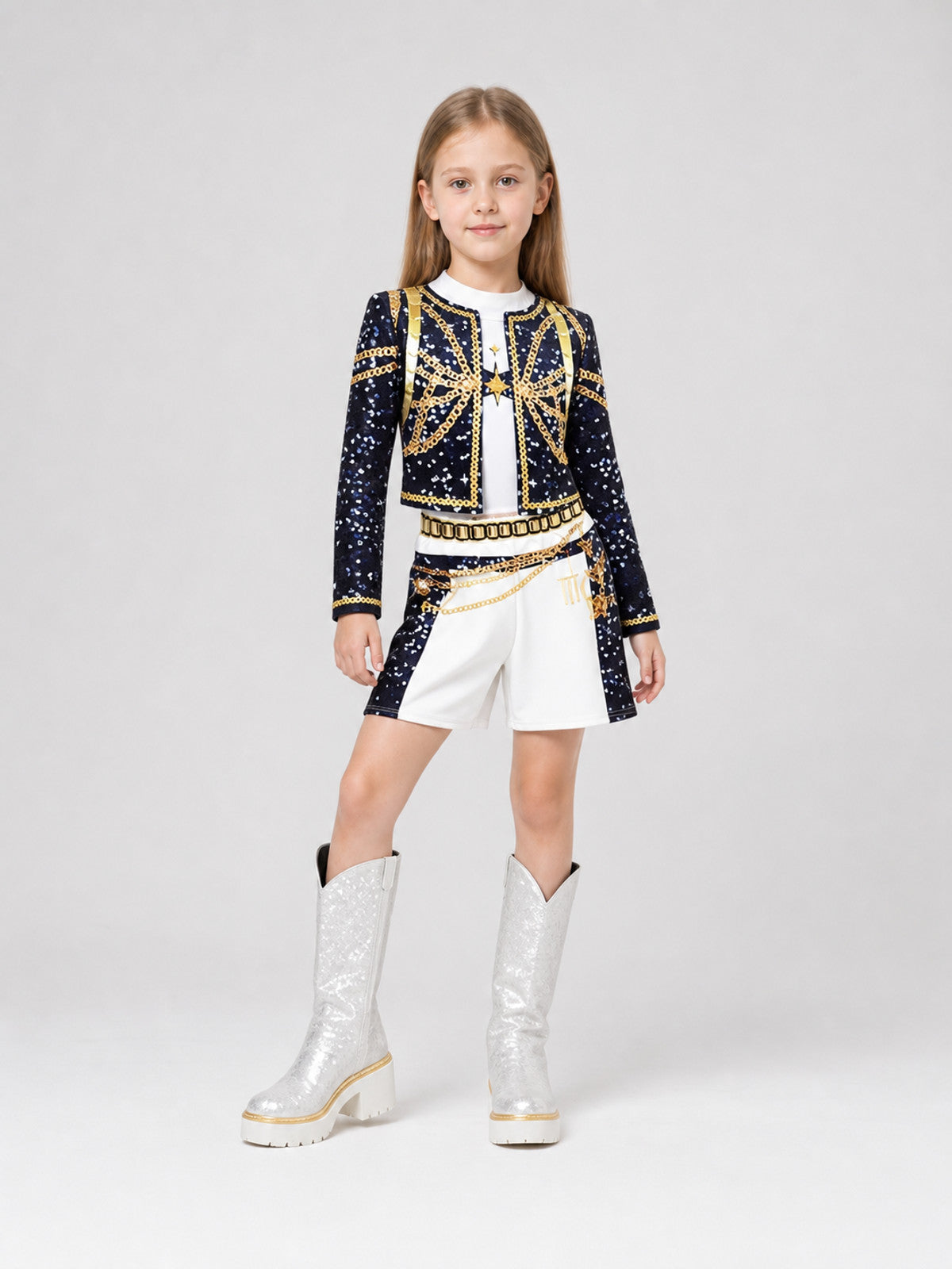 Stage Performance Costume, Top and Shorts, Sequins Costumes detail