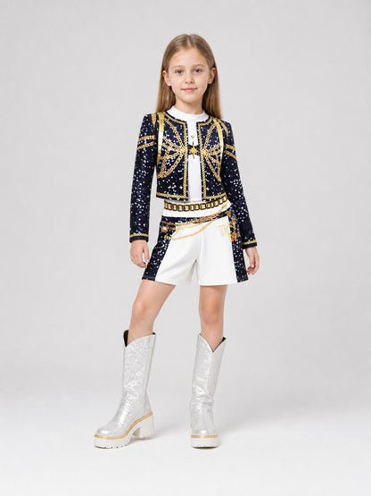 Stage Performance Costume, Top and Shorts, Sequins Costumes detail
