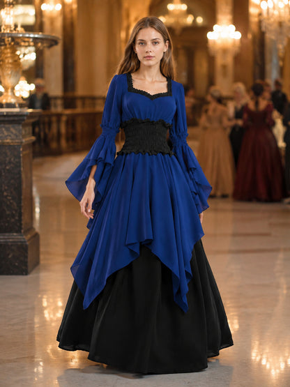 Long Historical Dress with Asymmetrical Skirt lifestyle view