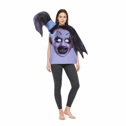 Halloween Mask with a Pointed Hat and Long Hair on-model front view