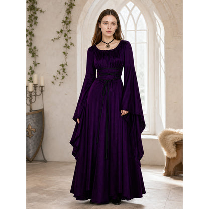 Floor-Length Gothic Dress with Corset Lacing