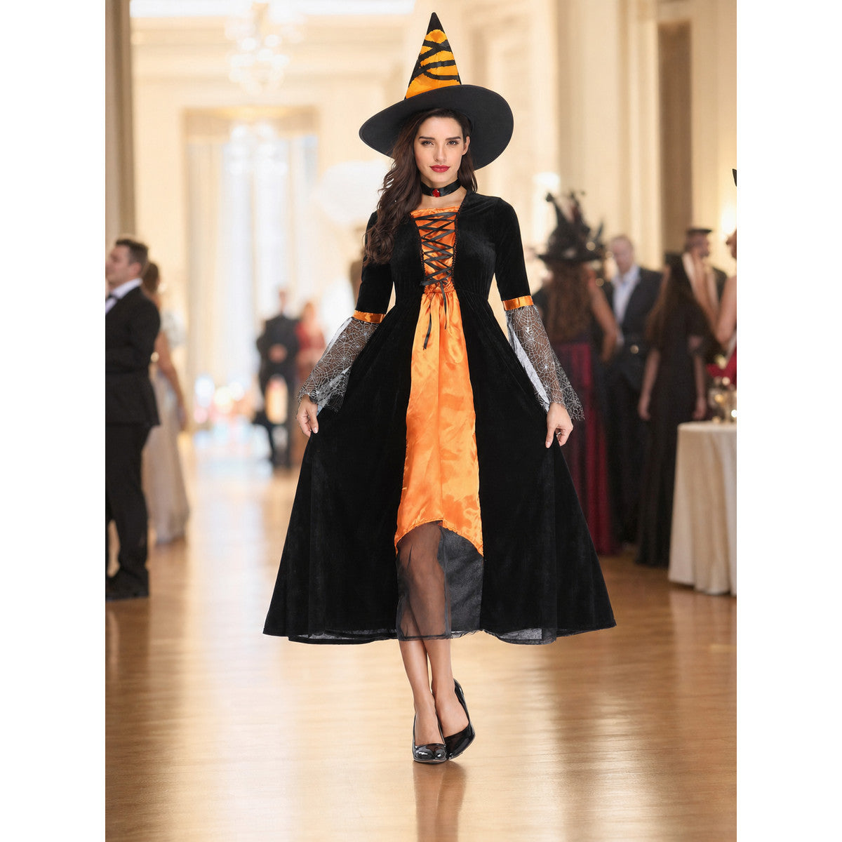Halloween Witch Cosplay Costume with Hat