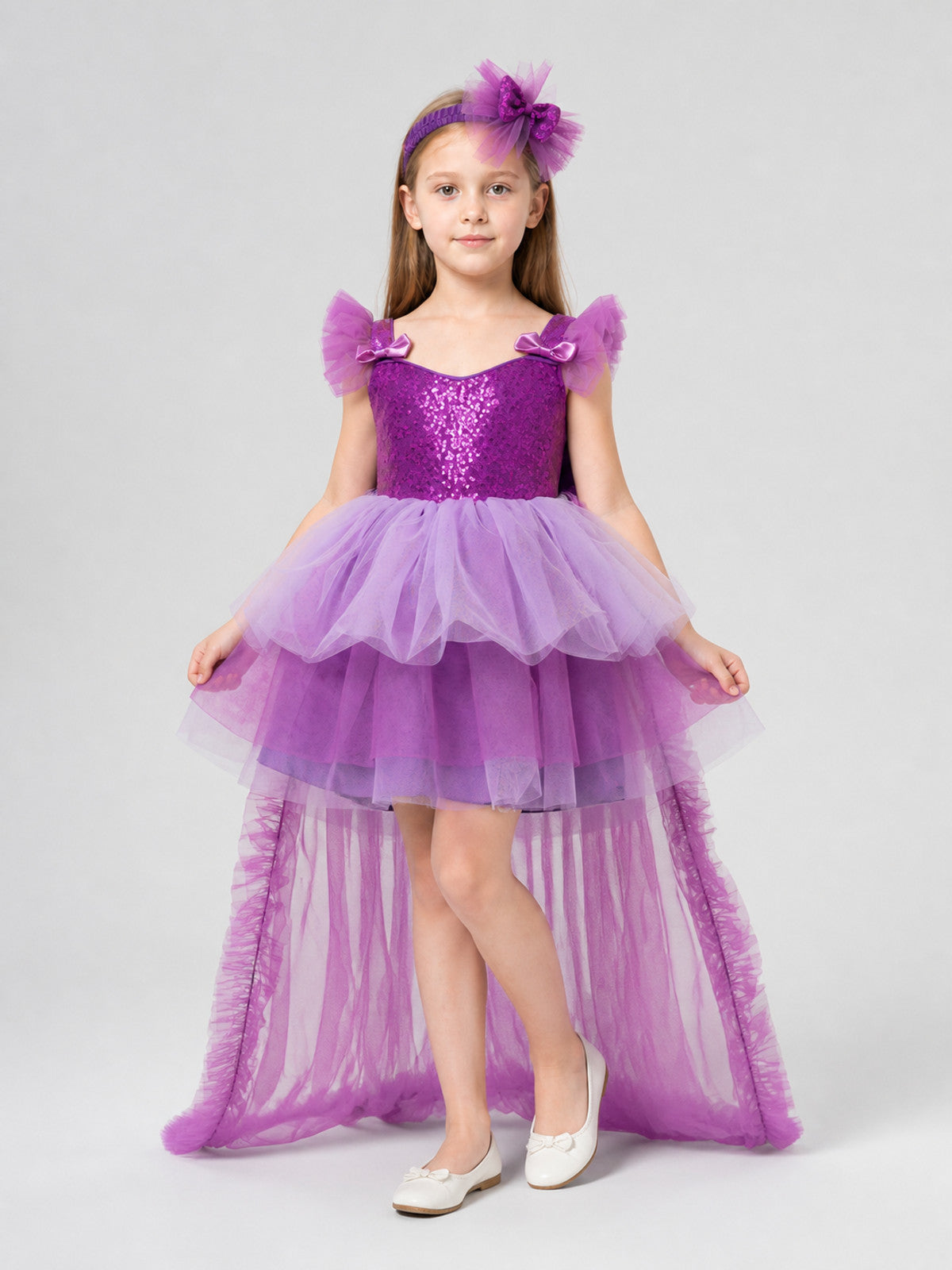 Children’s Purple Sequin Dress with a Train product detail