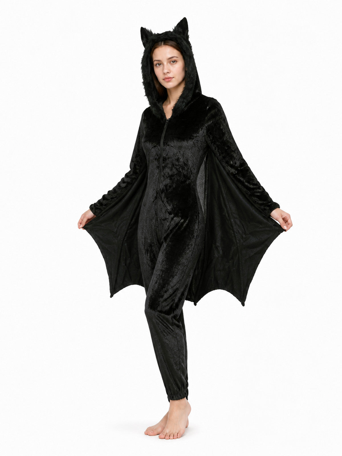 Bat jumpsuit with a hood and wings