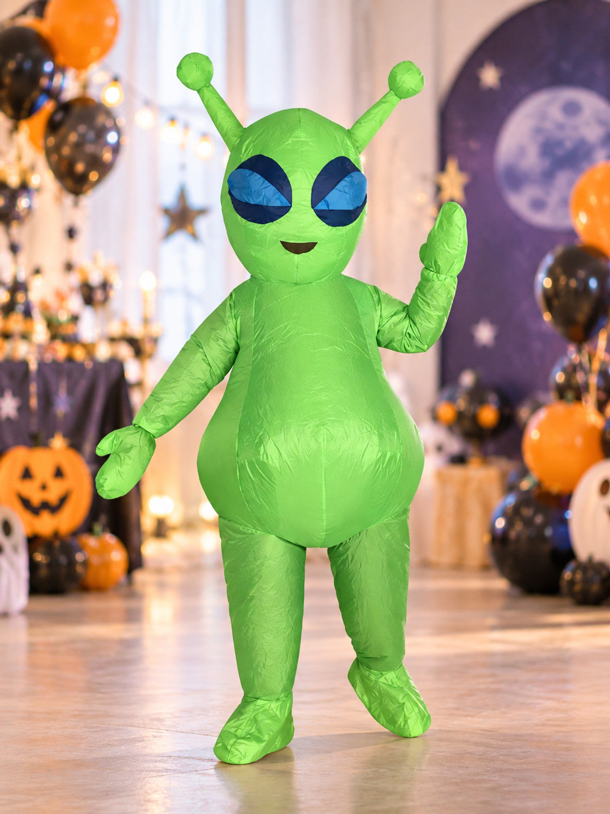 Inflatable Green Alien Costume with Antennas