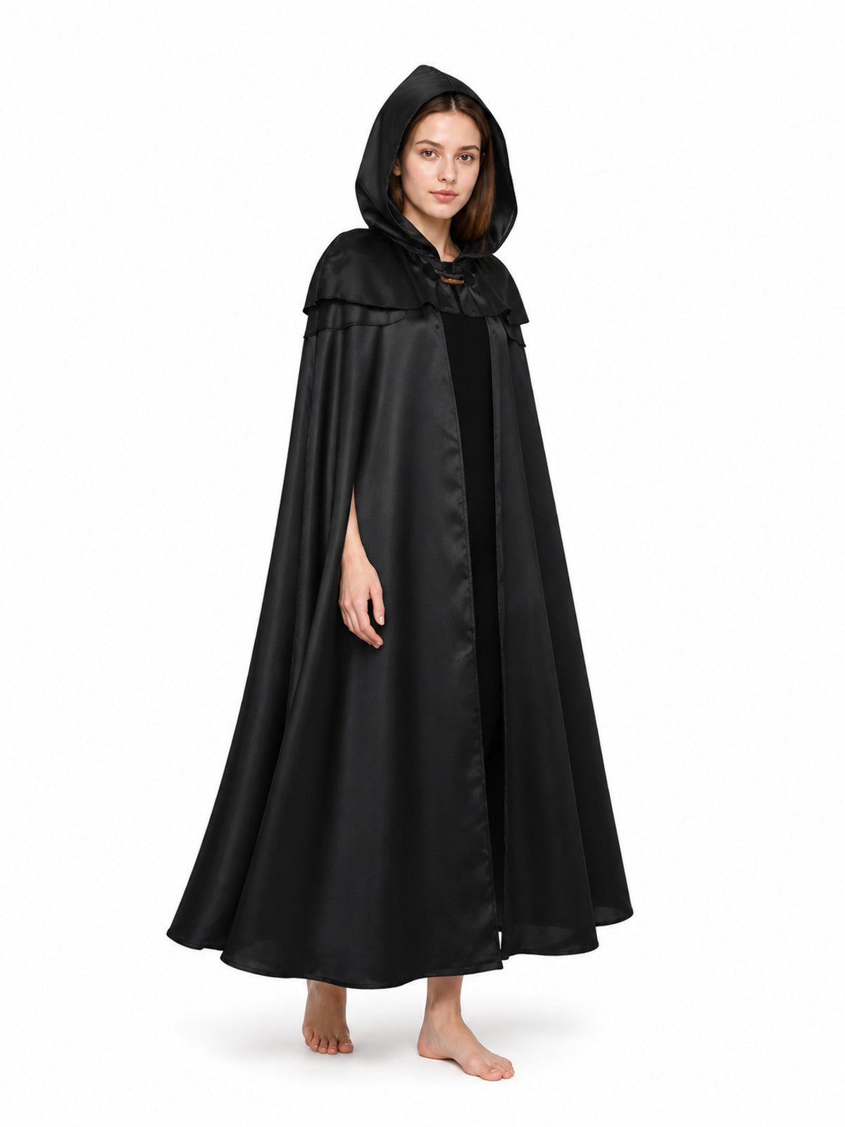 Hooded Cape with Necklace, Black