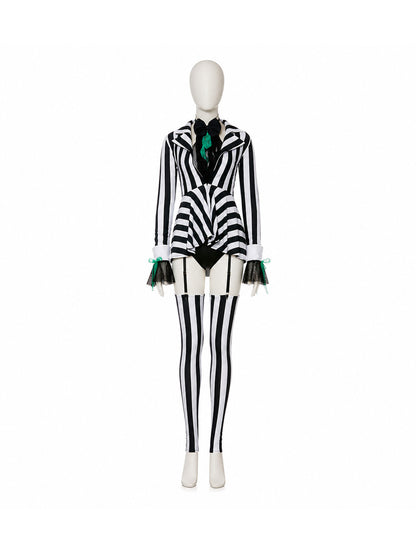 Striped Clown Costume with Skirt for Halloween