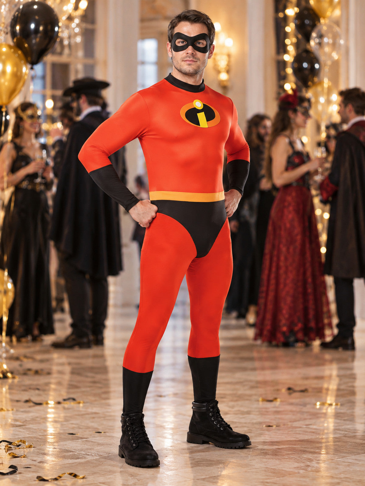 Superhero Costume with Eye Mask and Emblem