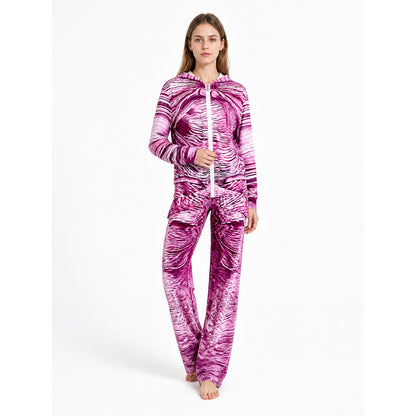 Hooded Jacket and Pants Costume with Pink, White, and Black Print Costumes detail