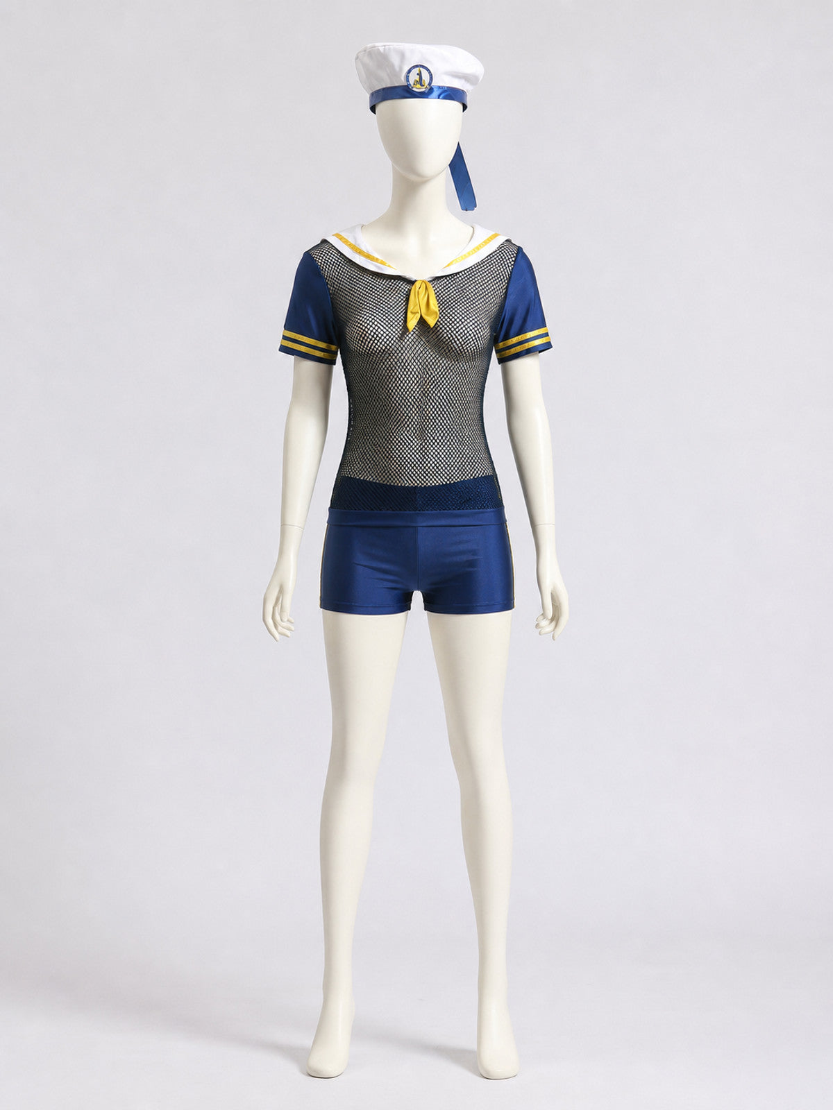 Nautical-Style Mesh Romper Shorts product detail