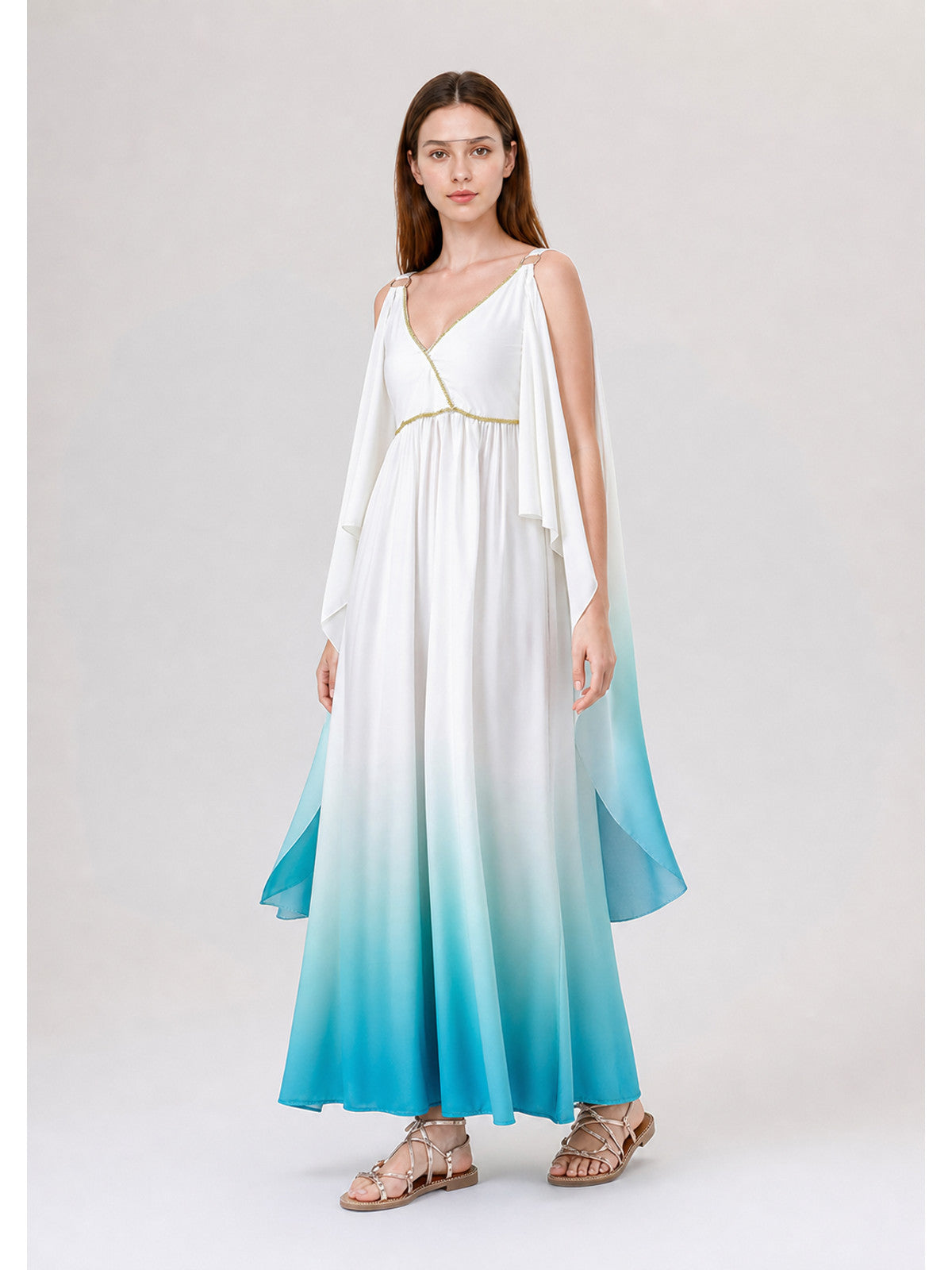 Long Cosplay Dress with Cape Sleeves