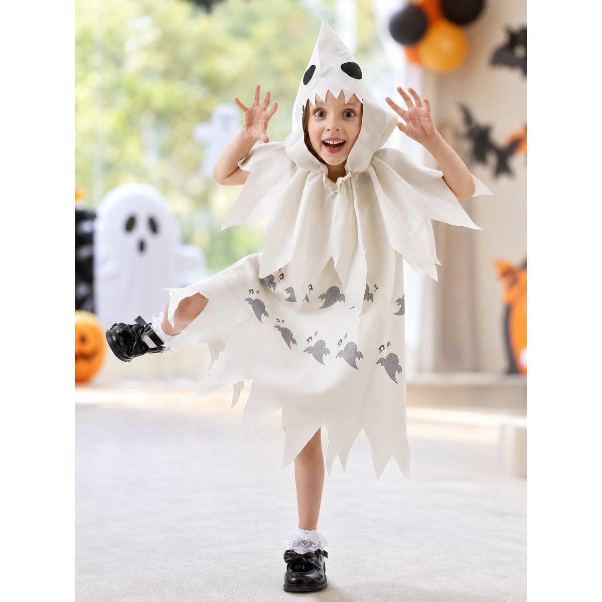 White Hooded Ghost Costume for Halloween lifestyle view