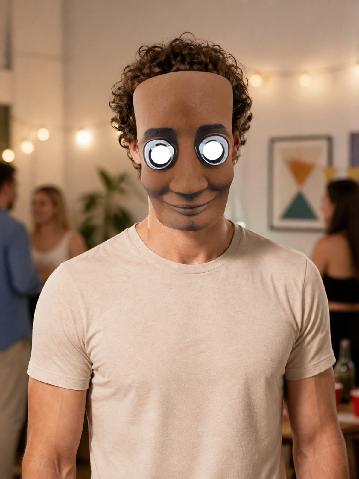 Brown Carnival Mask with Bulging Eyes