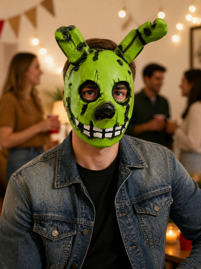 Aged Green Rabbit Halloween Mask for Cosplay