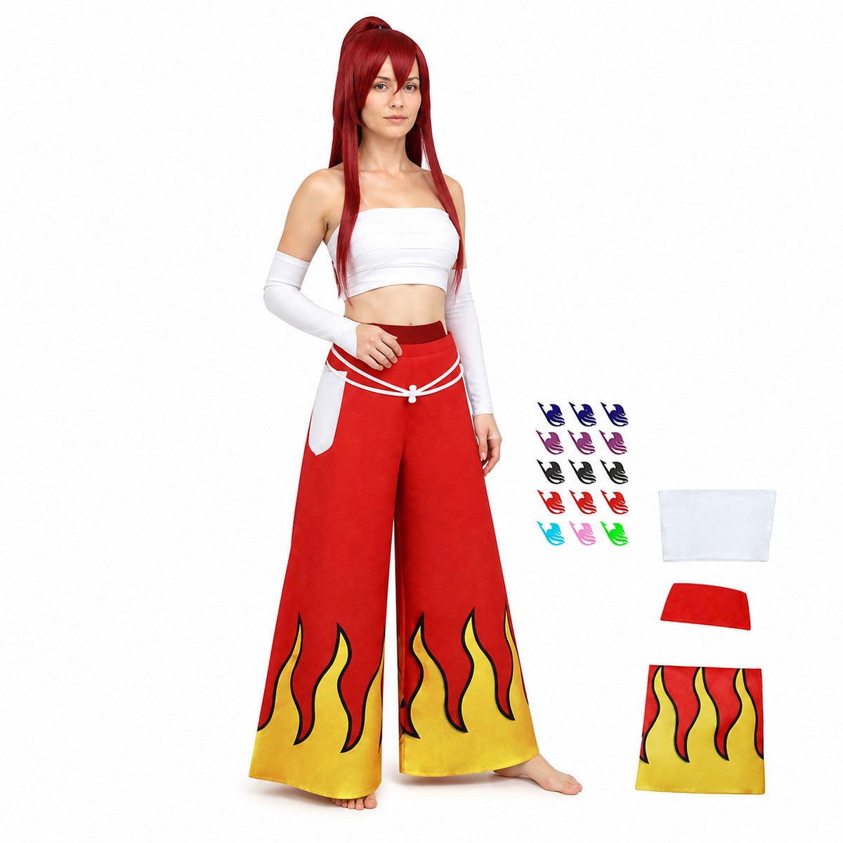 Erza Scarlet Cosplay Costume with Flame Print Costumes detail