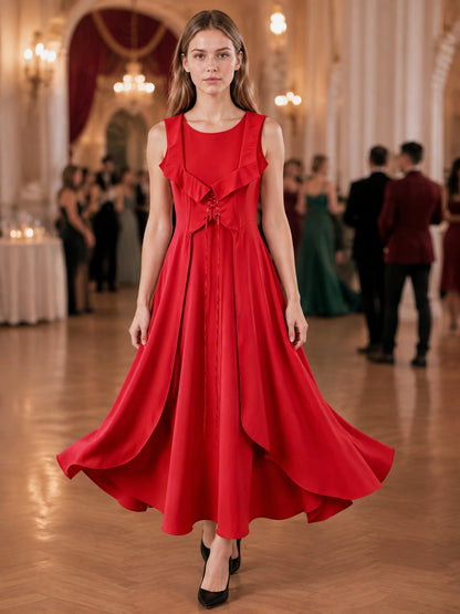 Long Red Medieval-Style Dress lifestyle view