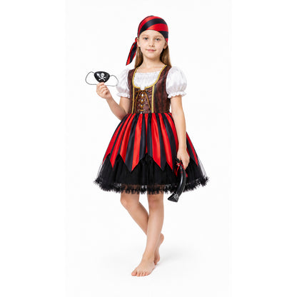 Red and Black Pirate Costume with Full Skirt Costumes detail