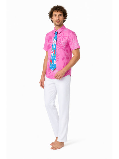 Children's costume: shirt, pants, tie, tropical print