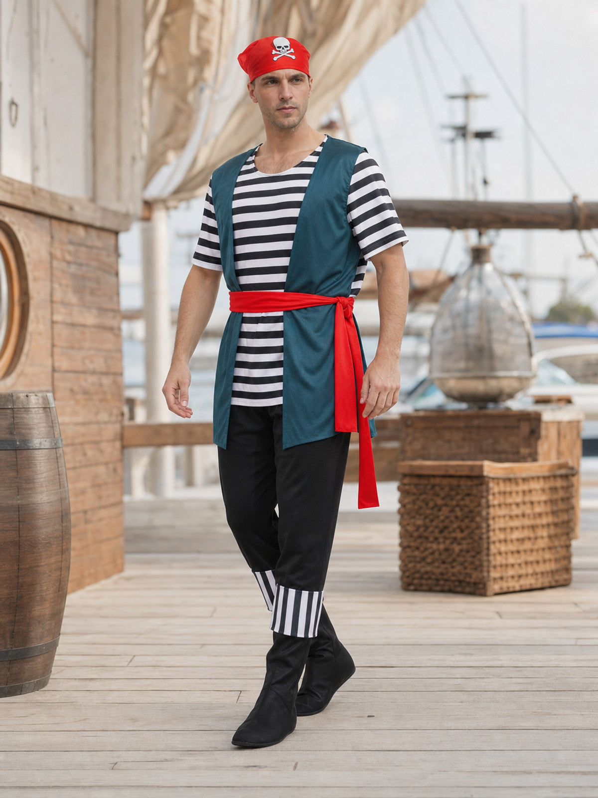 Pirate Costume in the Style of Jack Sparrow, with Accessories lifestyle view