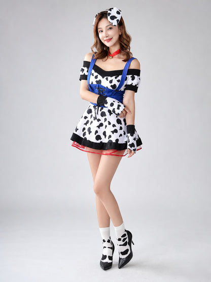 Carnival Cow Costume with Ears and Tail