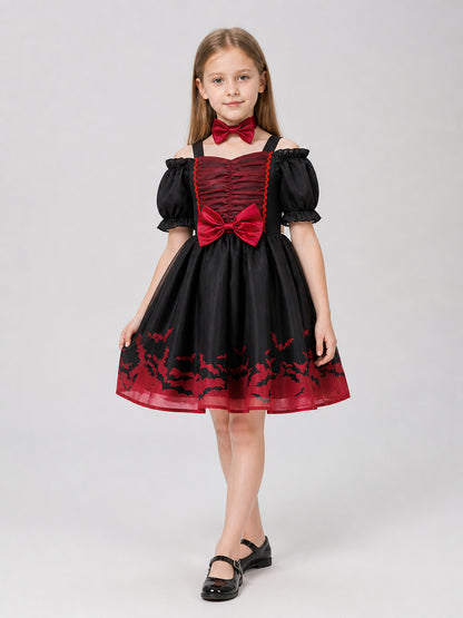 Princess Dress with Bats, Red and Black Costume Dresses detail