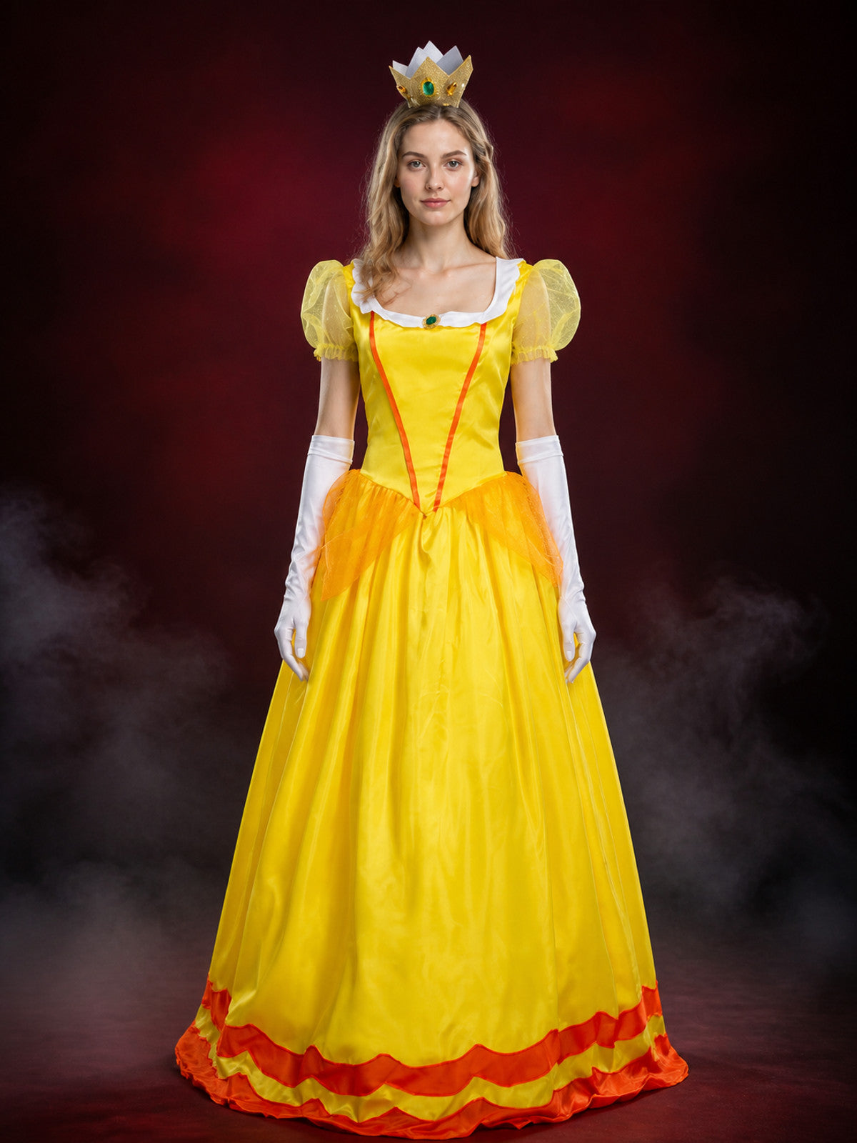 Princess Costume Dress Set with Crown Headpiece and Long Gloves main product view