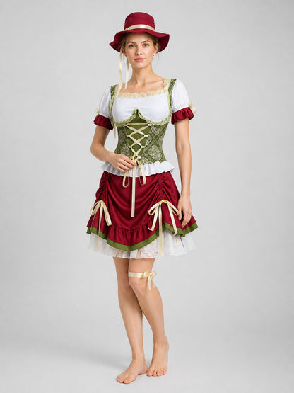 Oktoberfest Costume, Top, Skirt, Hat, and Ribbons Costume Headwear detail